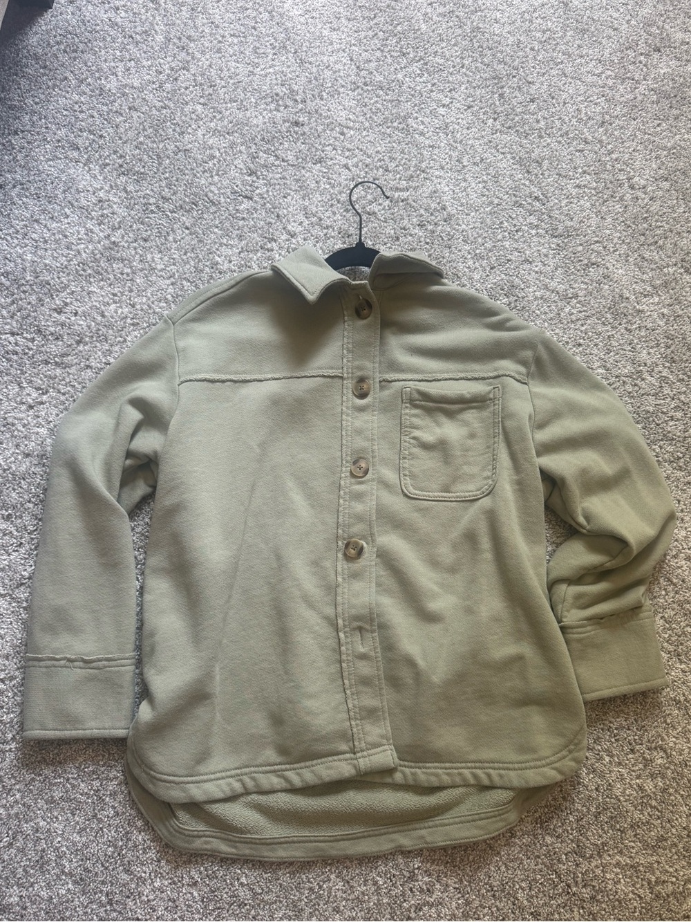American Eagle Outfitters Kids Light Olive Button-Front Shirt Jacket